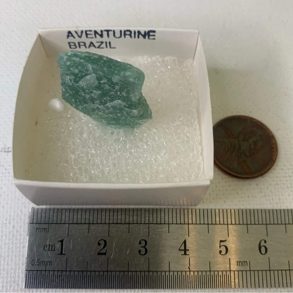 Brazilian Green Aventurine Mineral Specimen Mounted Boxed Labeled Crystal Rock